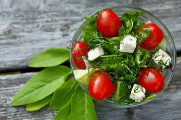 salad with tomato and cucumber.