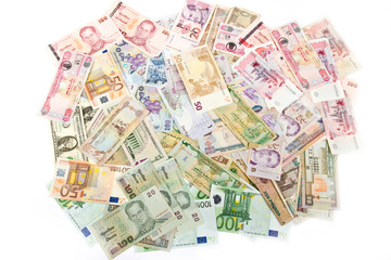 Obraz na płótnie Canvas Currencies, worldwide money, banknotes, exchange rate