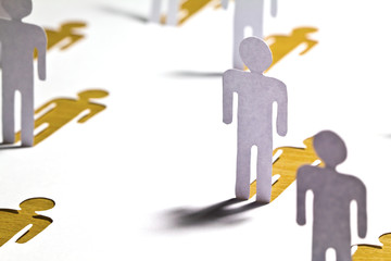 Social Network concept : close up of people cut out of paper on