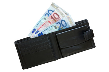euros in leather wallet