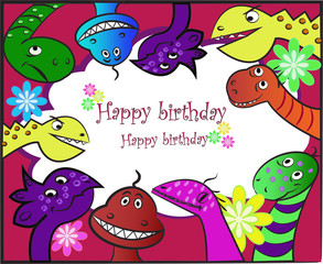 Obraz premium Bright ridiculous dinosaurs