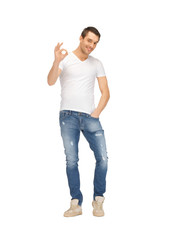 handsome man showing ok sign