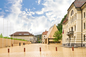 The building of parliaments of Liechtenstein on the main square.