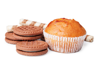 Chocolate cookies and muffin