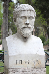 Pythagoras bust sculpture in Villa Borghese, Rome - obrazy, fototapety, plakaty