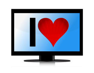 TV set with Heart illustration design over white