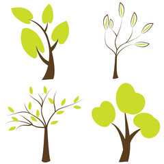 Trees silhouettes, set of trees icons