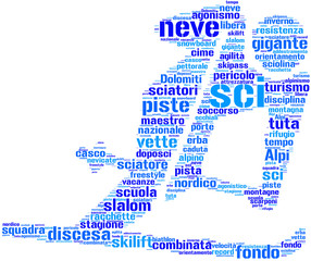 pittogramma di sciatore - tagcloud