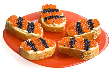Red And Black Caviar Snacks As A St. George Ribbons