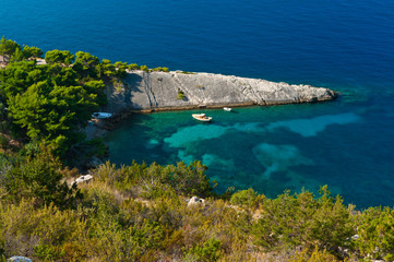 Small lagoon and stone spit. Adriatic Sea of Croatia, Hvar