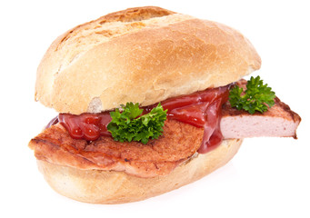 Meat loaf roll isolated on white