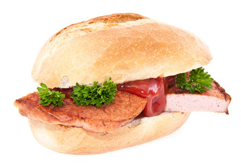 Meat loaf roll isolated on white