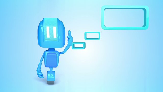 Blue robot with message box