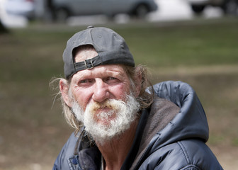 Homeless man outdoors