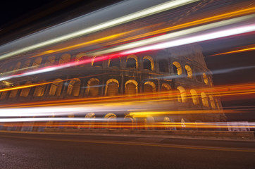 Night traffic at Colosseum