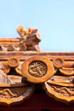 Ceramic roof tiles, Forbidden City, Beijing
