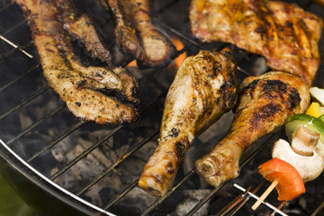 Closeup of fried burgers