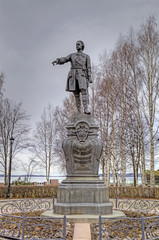 Monument to Peter the Great on Onega lake. Petrozavodsk