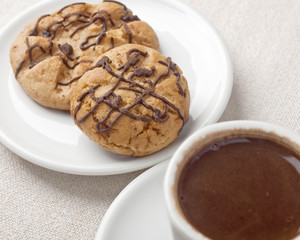 chocolate cookies and a cup of coffee