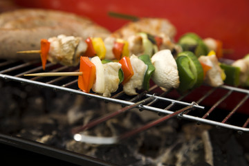 Closeup of meet on grill