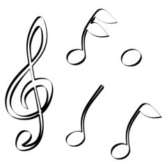 Chiave di violino e note schizzate