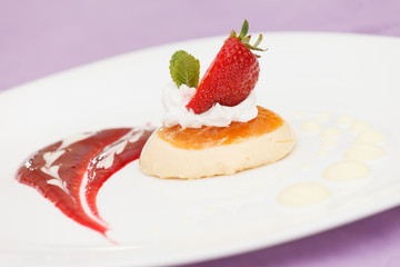italian panna cotta dessert with strawberry