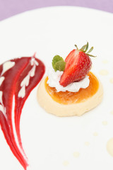 italian panna cotta dessert with strawberry