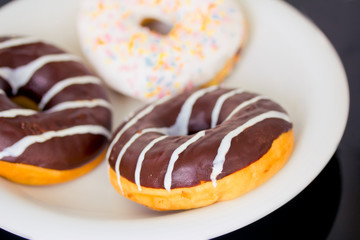 close-up shot of delicious doughnuts