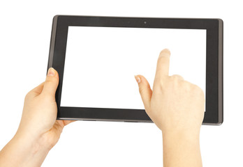 Tablet in woman hands