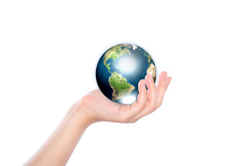 Hands with earth (Elements of this image furnished by NASA)