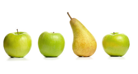 three apples and pear