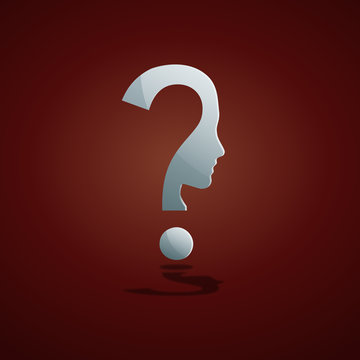 Human Doubt, question mark in the head # Vector