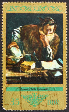 Postage stamp GDR 1973 Archimedes, Painting by Domenico Fetti