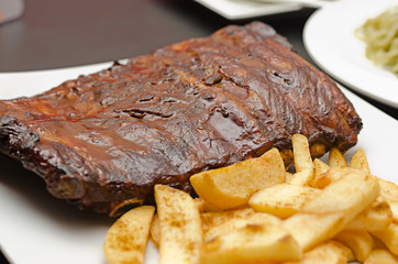 Pork ribs back with french fries