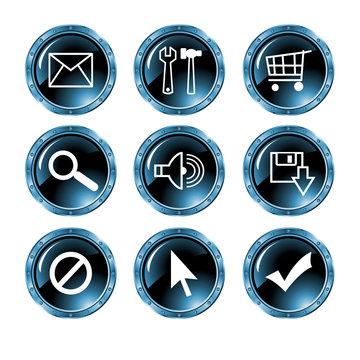 Ic&ocirc;ne web bleu m&eacute;tal