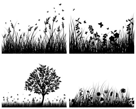 meadow silhouette set