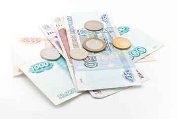 Different Russian money.