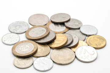 Coins from different countries.