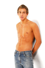 Fototapeta premium A young handsome guy, isolated on white background