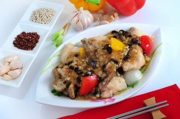 Stir fried fish meat with salted black beans