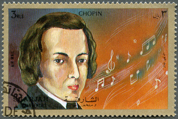 SHARJAH & DEPENDENCIES - 1972: shows Frederic Chopin (1810-1849)