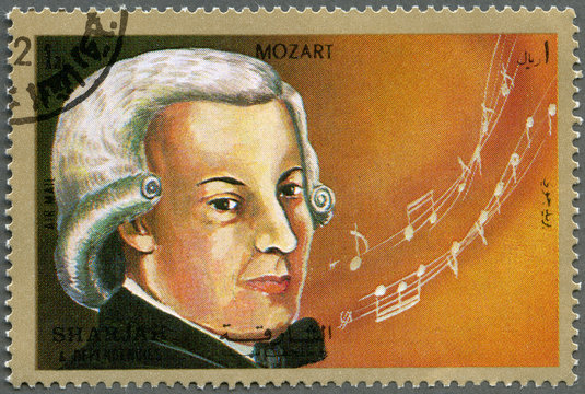 SHARJAH & DEPENDENCIES - 1972: shows Wolfgang Amadeus Mozart