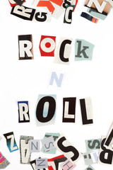 Rock and Roll inscription made with cut out letters