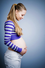 pregnant woman V - obrazy, fototapety, plakaty
