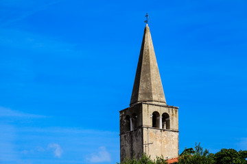 Fototapeta na wymiar Bell Tower of Euphrasius Church in Porec, Croatia