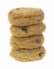 Fototapeta na wymiar Stack of raisin oatmeal cookies.