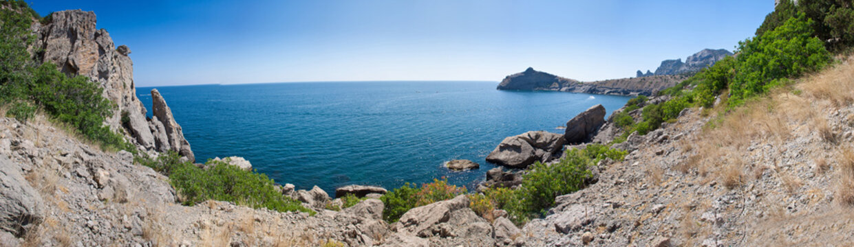 Summer View Seacoast. Sudak Beach. Black Sea, Ukraine