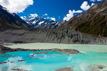 Emerald glacier lake in Aoraki Mt Cook NP
