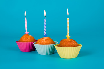 Festive cupcakes with  candles