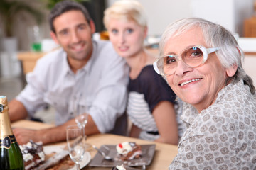 family having dinner